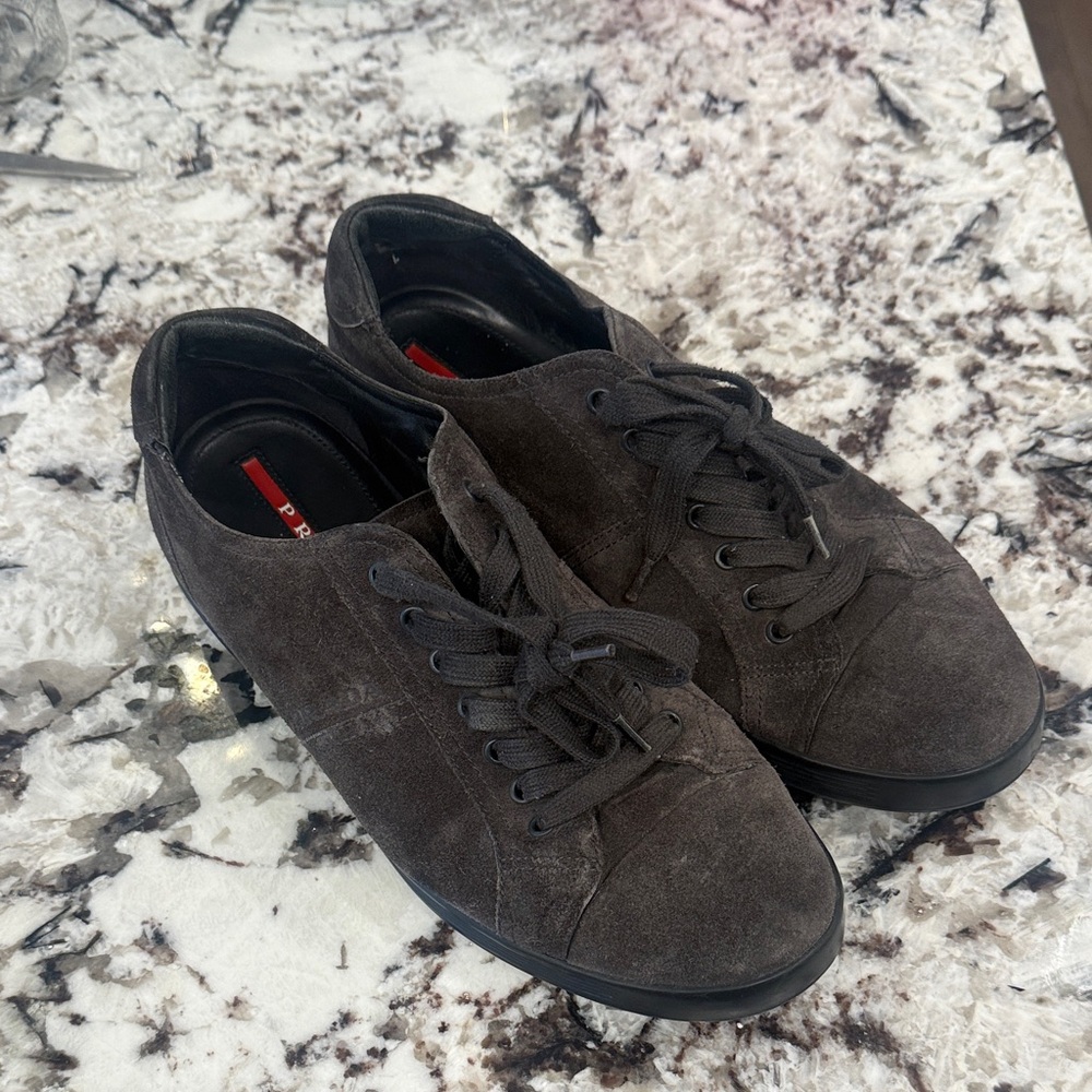 Prada Men's  Black/Gray Suede Sneakers